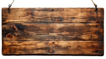 Close-Up of an Empty Brown Wooden Sign, Isolated on a Clear Transparent Background, Vintage Charm and Rustic Elegance Wood Sign, Ai generative png