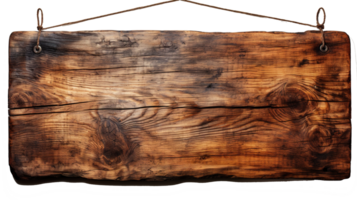 de cerca de un vacío marrón de madera firmar, aislado en un claro transparente fondo, Clásico encanto y rústico elegancia madera firmar, ai generativo png