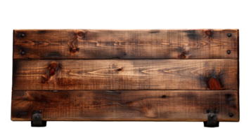 Close-Up of an Empty Brown Wooden Sign, Isolated on a Clear Transparent Background, Vintage Charm and Rustic Elegance Wood Sign, Ai generative png