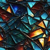 Ai generated content. Shattered Reality Broken Glass in Closeup photo