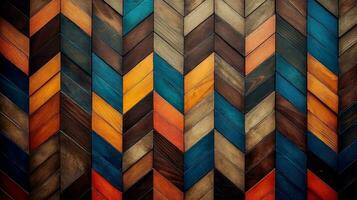 Wood marquetry wall parquet, abstract pattern background, Generative AI illustration photo