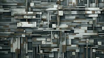 Wood marquetry wall parquet, abstract pattern background, Generative AI illustration photo