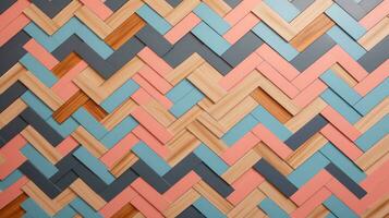 Wood marquetry wall parquet, abstract pattern background, Generative AI illustration photo