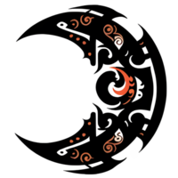 Crescent style tribal tattoo png transparent background ai generative