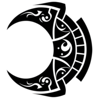 Crescent style tribal tattoo png transparent background ai generative