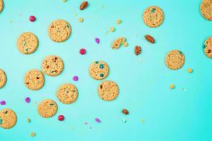 Flying cookies chip cookies. AI Generative Pro Photo