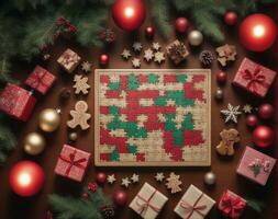 Christmas Puzzles and Games Fun filled Holiday Entertainment. AI Generated. photo