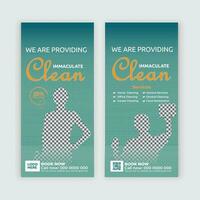 Home cleaning service Dl flyer template, or rack card for roof cleaning, window cleaning, office cleaning, junk dust removal, and Multipurpose Cleaning service rack card and leaflet layout vector