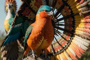 vibrante cerca arriba de un vistoso pájaro en un cautivador colocar. ai generado. foto