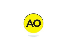 Unique Ao Logo Icon, Monogram AO Circle Logo Letter Vector Art