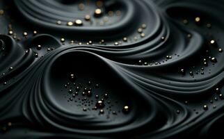 Abstract black silk background with small golden balls. photo