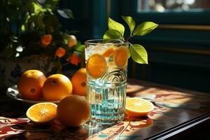 Fresh cocktail with lime photo