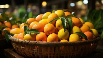 Fresh Mangos in a basket photo