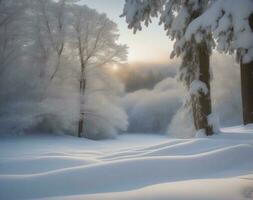 nieve mantas un invierno mundo maravilloso debajo el árbol. ai generado. foto