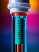 Vibrant Macro Shot of Flu Shot Syringe. AI Generated. photo