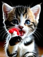 Captivating Close up of an Adorable Kitten. AI Generated. photo