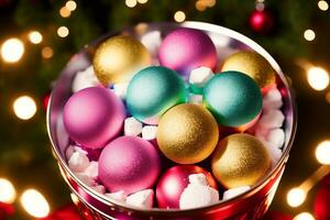 Sparkling Christmas Bath Bombs for a Relaxing Holiday. AI Generated. photo