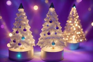Celestial Angel Tree Toppers Illuminated by LED Lights. AI Generated. photo