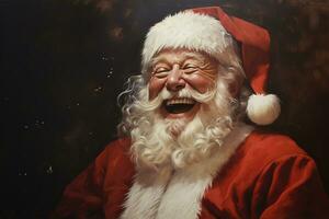 Ai generated portrait of handsome smiling man in santa claus wearing photo