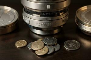 Captivating Collection of Coins from Around the World. AI Generated. photo