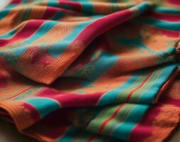 Festive Kitchen Towels Vibrant Colors and Intricate Patterns. AI Generated. photo