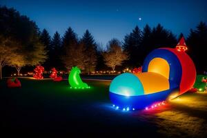 Enchanting Yard Inflatables Bringing Joy to Your Outdoor Wonderland. AI Generated. photo