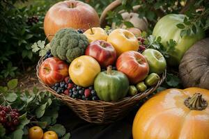 Abundance of Harvest A Captivating Cornucopia. AI Generated. photo