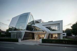 Futuristic Architecture Modern Home Mock up. AI Generated. photo