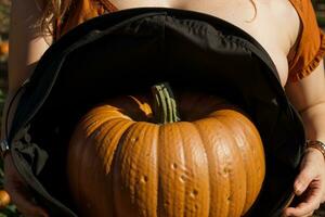 Enchanting Pumpkin Patch Delights the Senses. AI Generated. photo