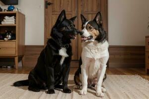 juguetón paquete perro y gato juntos. ai generado. foto