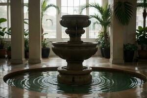 Captivating Beauty of Exotic Indoor Fountains Unveiled Through Artistic Photography. AI Generated. photo