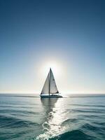 Sailing into Tranquility A Captivating Oceanic Journey. AI Generated. photo