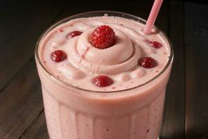 Tempting Cold Berry Shake Captured by Sarah Thompson. AI Generated. photo