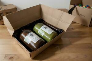 Sustainable Sophistication Innovative Eco Friendly Packaging Design. AI Generated. photo