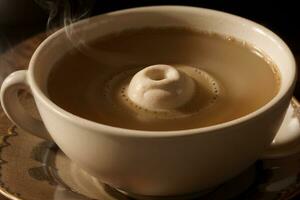 A Captivating Close Up Steaming Cup of Tea by Jane Smith. AI Generated. photo