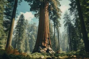 Awe-inspiring Giant sequoia tree. Generate Ai photo