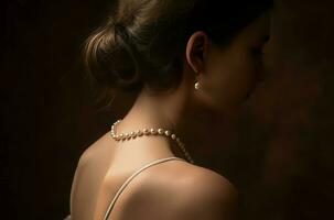 Woman elegant pearl. Generate Ai photo