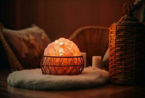 Natural salt lamp. Generate ai photo