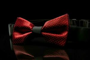 Red with black bow tie. Generate ai photo