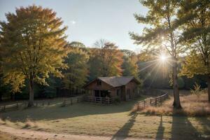 Nature s Palette A Captivating Rustic Autumn Scene. AI Generated. photo