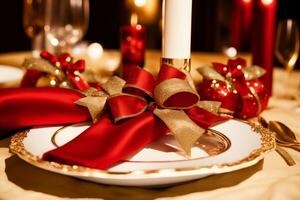 Christmas Themed Napkin Rings Adding Elegance to Your Holiday Table. AI Generated. photo