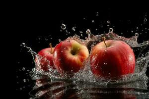 Apple water drops. Generate AI photo