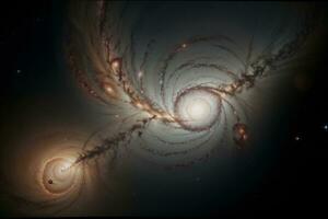cautivador galaxia con arremolinándose planetas y nebulosa. ai generado. foto
