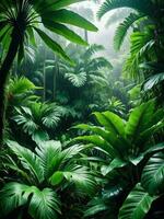 verde paraíso explorador el encantador tropical selva. ai generado. foto