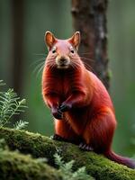 Red Mammal in the Wild A Captivating Encounter. AI Generated. photo