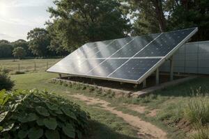 capturar el belleza de solar energía en un verde ambiente. ai generado. foto