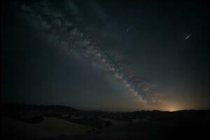 estrellado Desierto noche un vislumbrar dentro el infinito cosmos. ai generado. foto