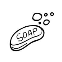 Bar of soap with foam isolated on white. Vector illustration.