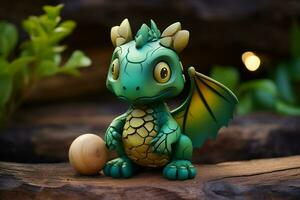 Ai generated Green wooden dragon chinese new year celebration 2024 photo