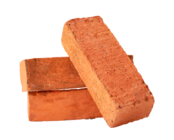 Cracked old red or orange bricks in stack isolated with clipping path in png file format